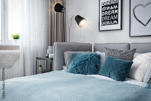 Beautiful bed with pillows ...