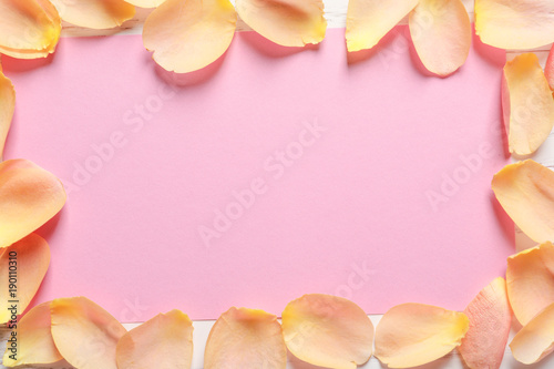 Empty card and petals  closeup