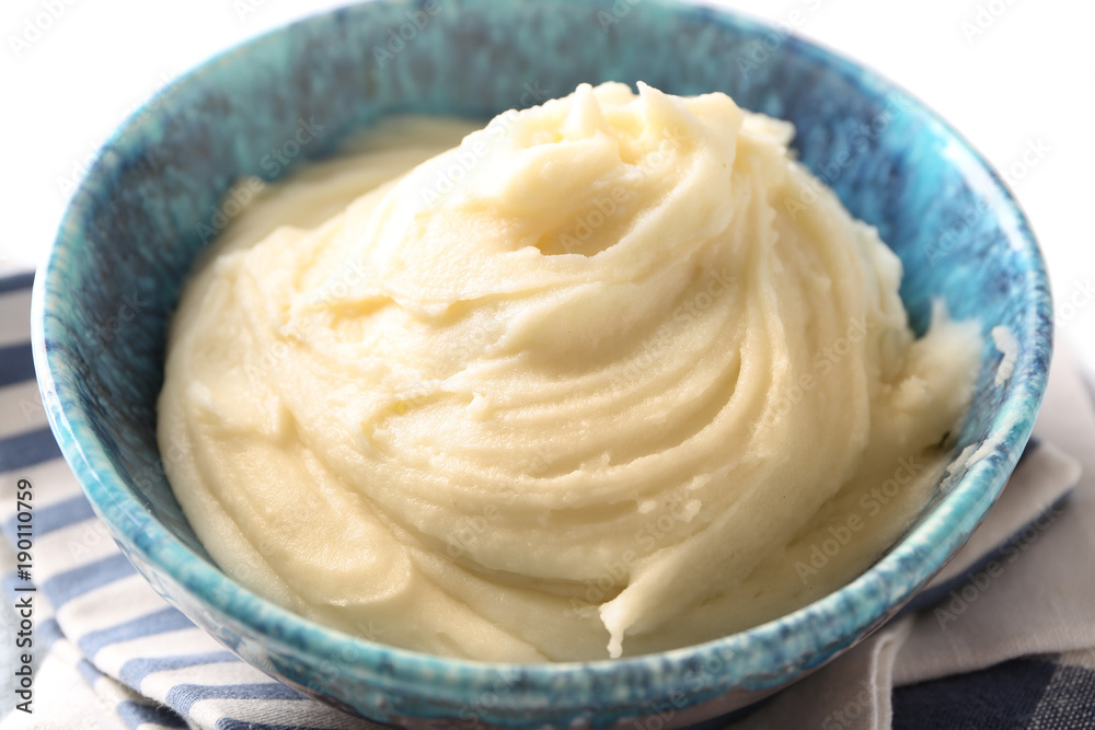 Plate with mashed potatoes, closeup Plate with mashed potatoes, closeup