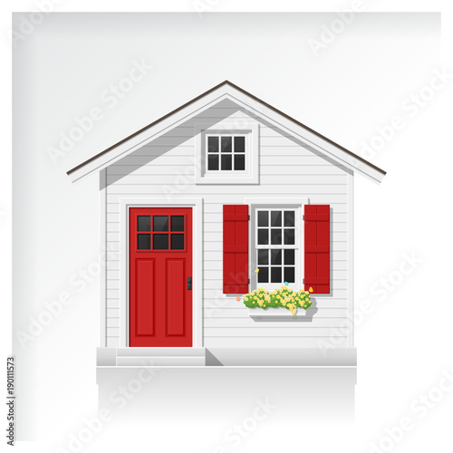 Elements of architecture with a small house icon isolated on white background , vector ,illustration