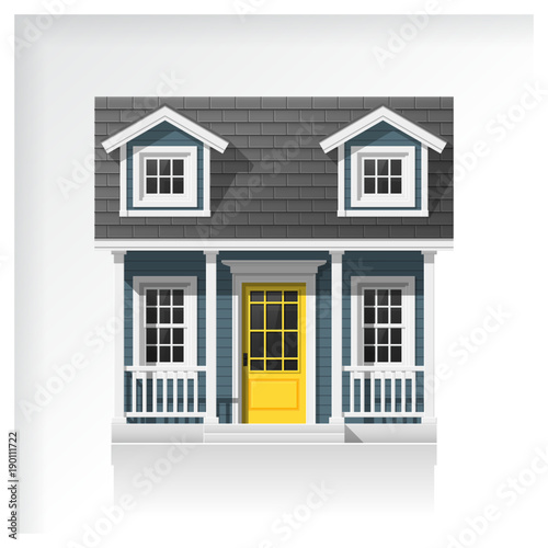Elements of architecture with a small house icon isolated on white background , vector ,illustration