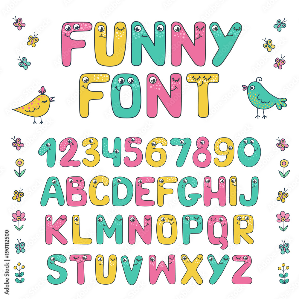 Kids alphabet with eyes and numeral Kids alphabet with eyes and numeral