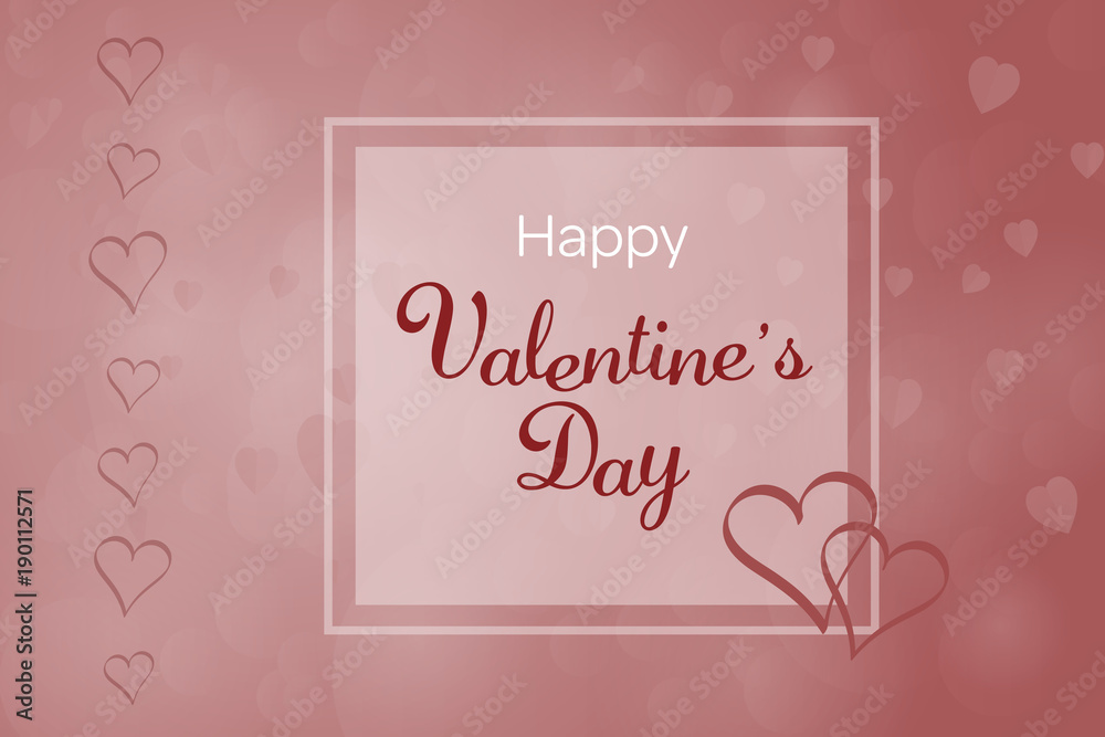 Valentine’s day. Background with hearts and frame in red colors. Text: Happy Valentine’s Day. Valentine’s day. Background with hearts and frame in red colors. Text: Happy Valentine’s Day.