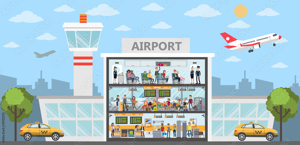 Obraz premium Ludzie na lotnisku.