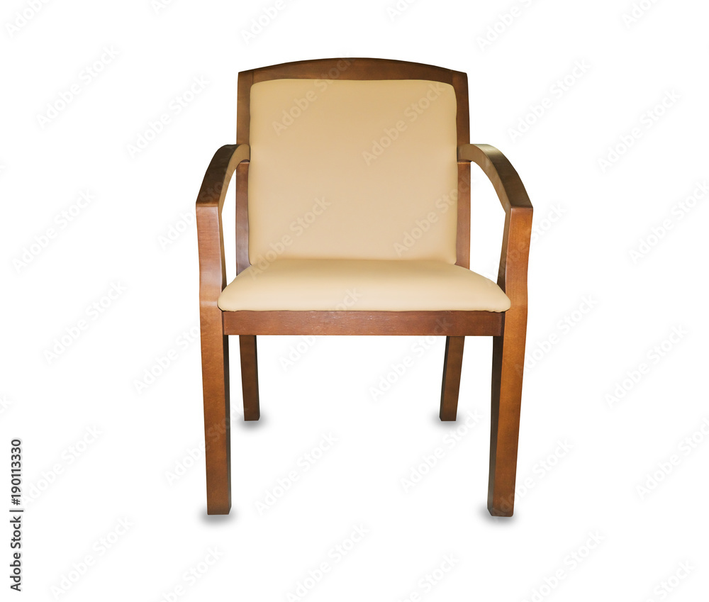 The office chair from beige leather. Isolated The office chair from beige leather. Isolated