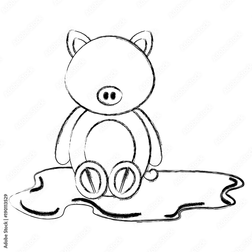 Fototapeta premium cute and tender pig in the swamp character