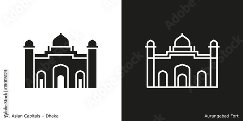 Aurangabad Fort Icon. Landmark building of Dhaka, the capital city of Bangladesh
