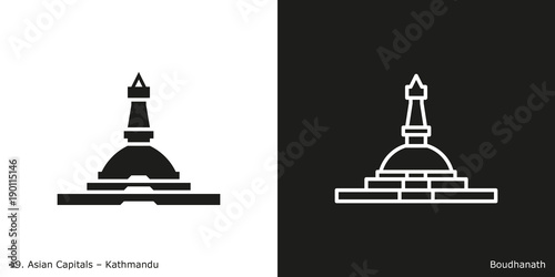 Boudhanath Stupa Icon. Landmark building of Kathmandu, the capital city of Nepal