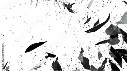 Broken and Shattered glass on white
