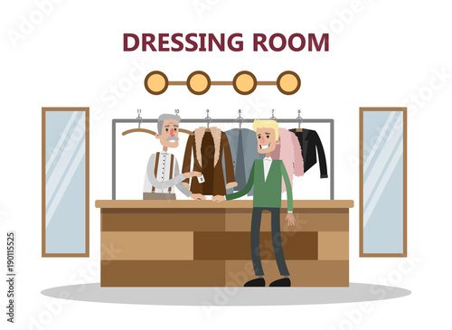 Leaving clothes at cloakroom.