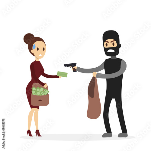 Stealing money from woman.