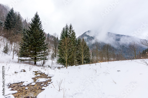 Slovakia national park Mala Fatra, Janosikove diery, Terchova village. Paths in the frost, winter. Hiking and tourism in Slovakia, central Europe