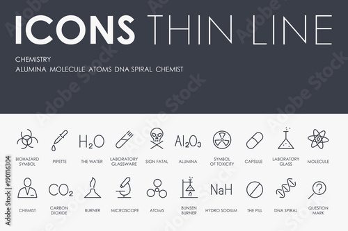 CHEMISTRY Thin Line Icons