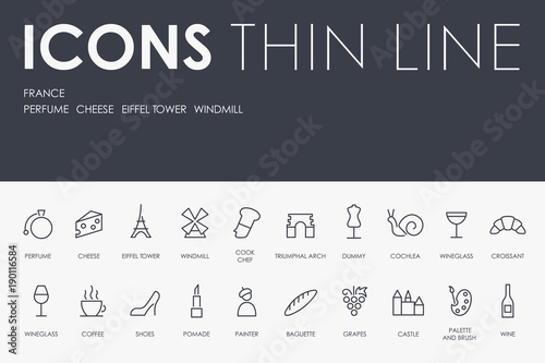 FRANCE Thin Line Icons
