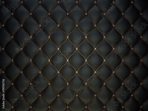 Black Buttoned luxury leather pattern with gemstones