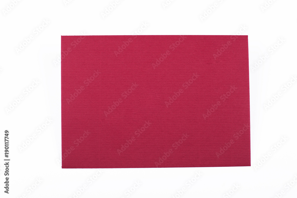 Envelope of garnet color on white background. Isolated. Mockup. Envelope of garnet color on white background. Isolated. Mockup.