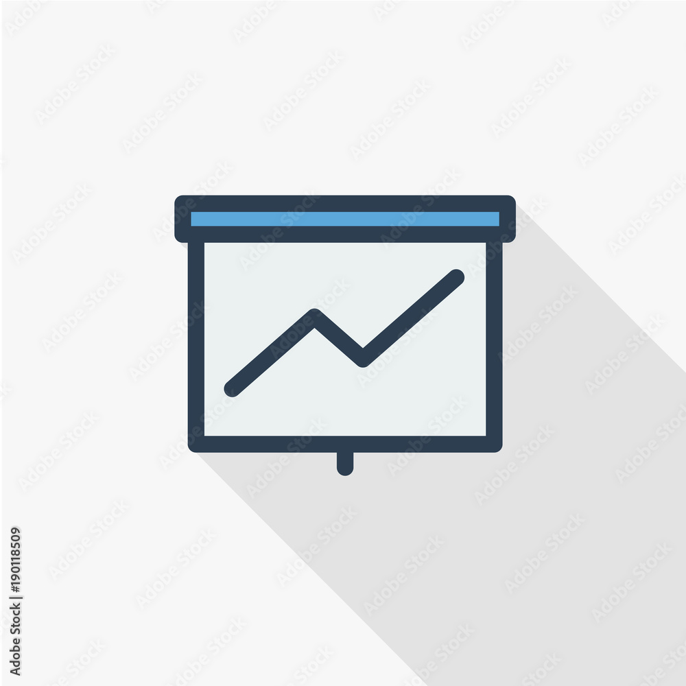 growth graph chart, market success, stock bar up thin line flat color icon. Linear vector illustration. Pictogram isolated on white background. Colorful long shadow design. growth graph chart, market success, stock bar up thin line flat color icon. Linear vector illustration. Pictogram isolated on white background. Colorful long shadow design.