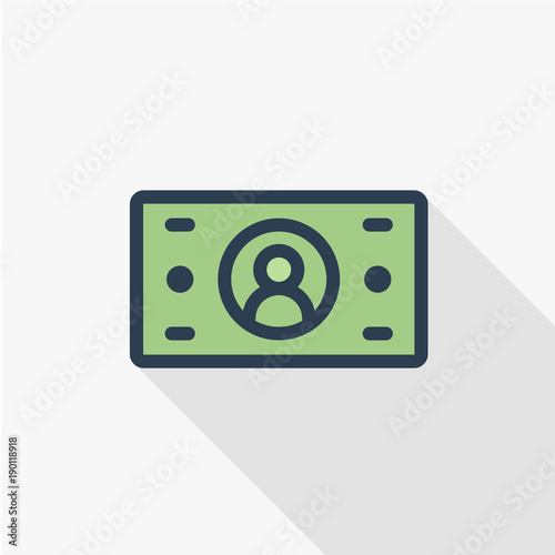 banking, money bundle, dollar banknotes thin line flat color icon. Linear vector illustration. Pictogram isolated on white background. Colorful long shadow design. Free Download banking, money bundle, dollar banknotes thin line flat color icon. Linear vector illustration. Pictogram isolated on white background. Colorful long shadow design. - GFXLoad