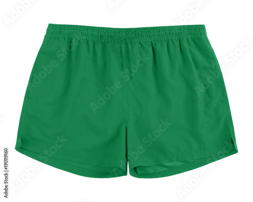 Men green swim sport beach shorts trunks isolated on white