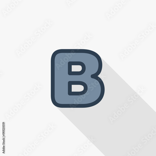 Text edit, bold letters thin line flat color icon. Linear vector illustration. Pictogram isolated on white background. Colorful long shadow design.