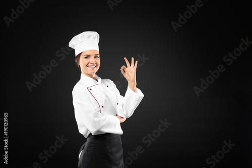 Portrait of female chef on ...
