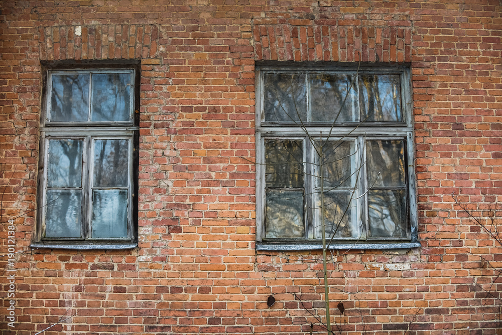 Old retro windows of abandoned buildings