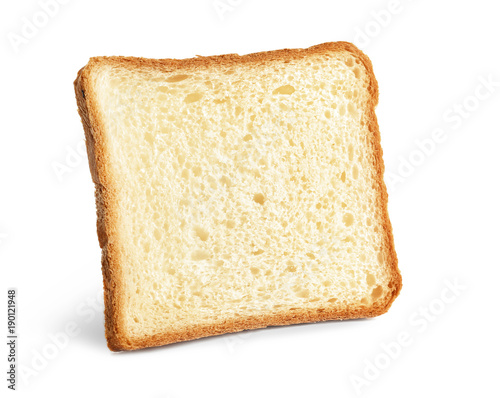 Tasty fresh slice of toast bread on white background