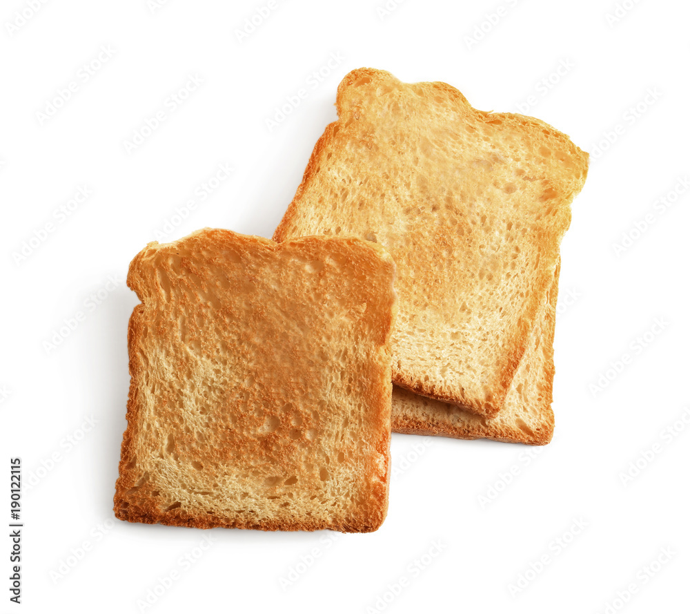 Toasted bread on white background Toasted bread on white background