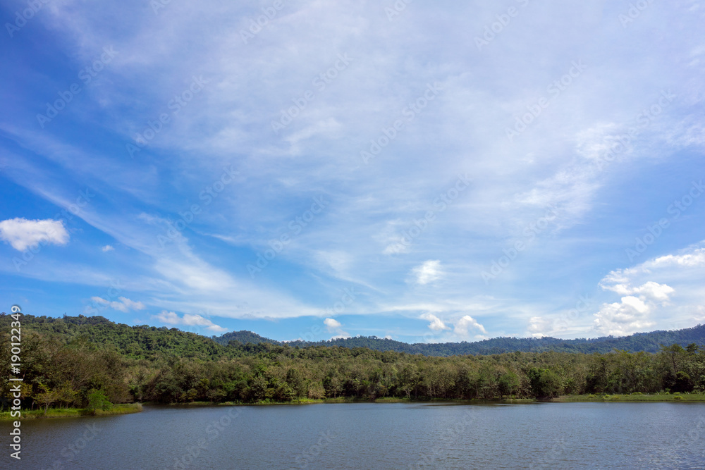 The beautiful sky over the rain forest of Thailand.