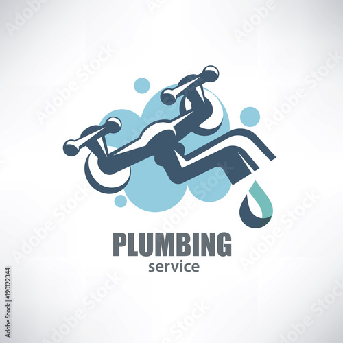 water tap stylized symbol, plumbing service logo template