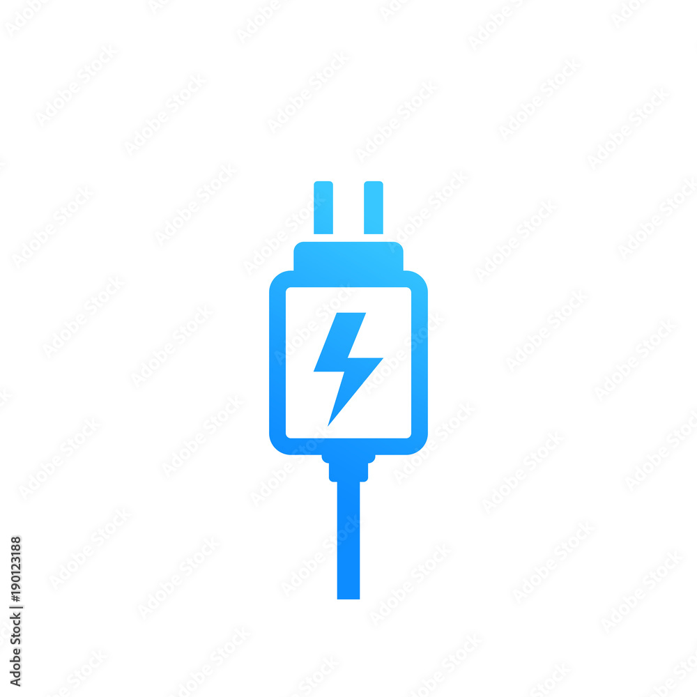 Mobile charger icon on white, vector Mobile charger icon on white, vector