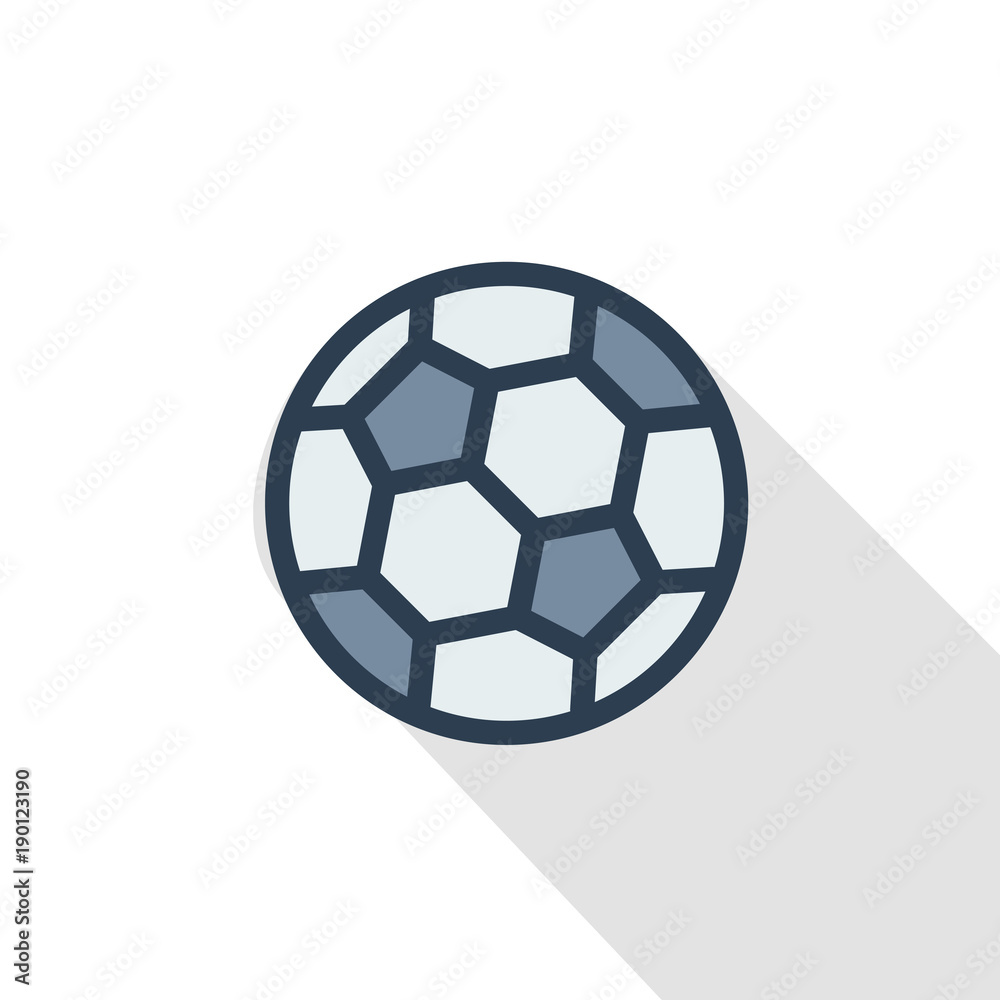 soccer ball thin line flat color icon. Linear vector illustration. Pictogram isolated on white background. Colorful long shadow design. soccer ball thin line flat color icon. Linear vector illustration. Pictogram isolated on white background. Colorful long shadow design.