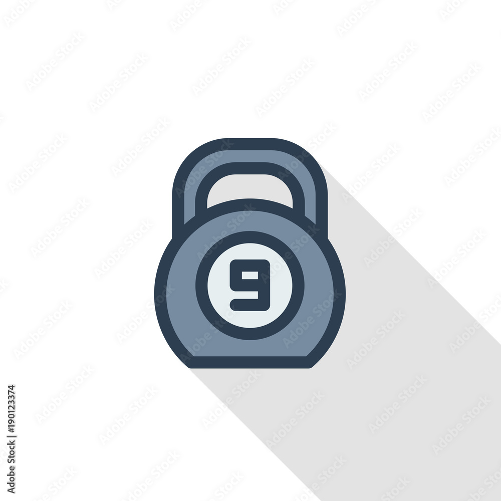 dumbbell Bob thin line flat color icon. Linear vector illustration. Pictogram isolated on white background. Colorful long shadow design. dumbbell Bob thin line flat color icon. Linear vector illustration. Pictogram isolated on white background. Colorful long shadow design.