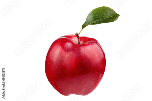 red apple with leaf isolated