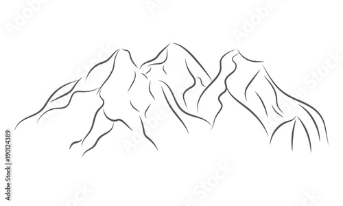 Gray mountain range icon. Vector illustration