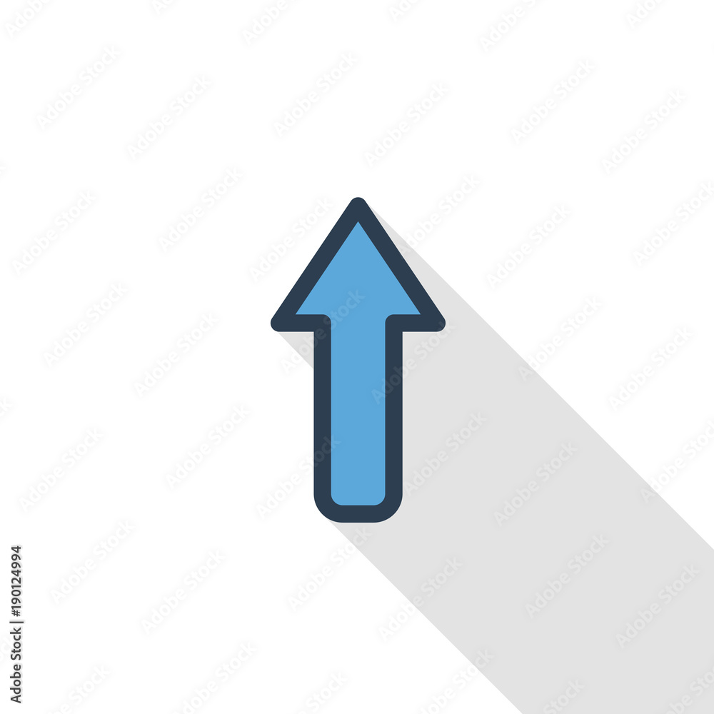 up arrow thin line flat color icon. Linear vector illustration. Pictogram isolated on white background. Colorful long shadow design. up arrow thin line flat color icon. Linear vector illustration. Pictogram isolated on white background. Colorful long shadow design.