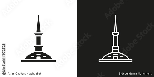 Independence Monument Icon. Landmark building of Ashgabat, the capital city of Turkmenistan