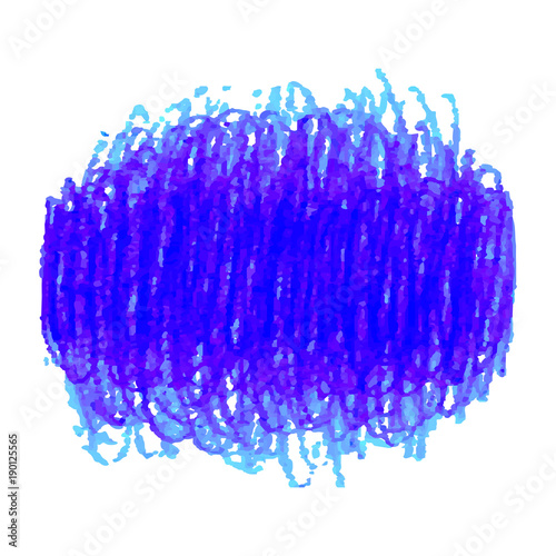 Blue pen scribble texture stain isolated on white background