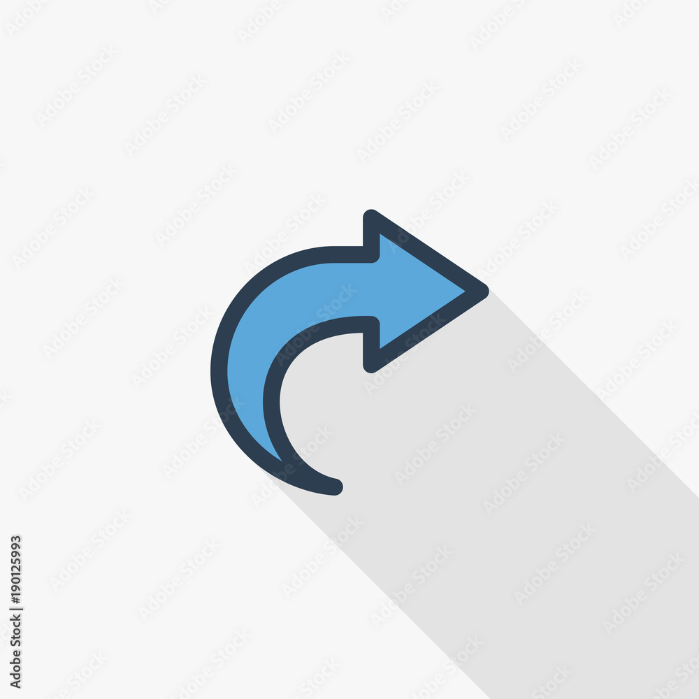 right arrow thin line flat color icon. Linear vector illustration. Pictogram isolated on white background. Colorful long shadow design. right arrow thin line flat color icon. Linear vector illustration. Pictogram isolated on white background. Colorful long shadow design.