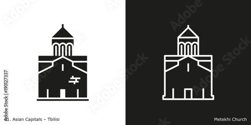 Metekhi Church Icon. Landmark building of Tbilisi, the capital city of Georgia