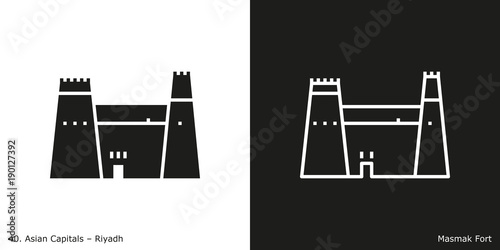 Masmak Fort Icon. Landmark building of Riyadh, the capital city of Saudi Arabia
