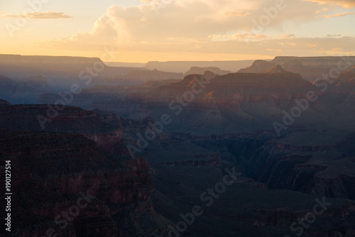 Sunset from the South Rim of the Grand Canyon in Arizona. 