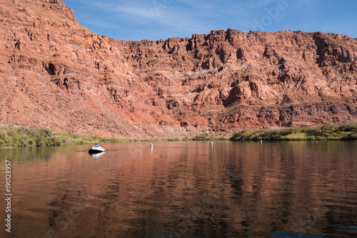 A rafter on the Colorado River at Lees Ferry in Arizona. 