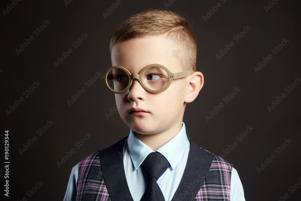 intelligent child in glasses
