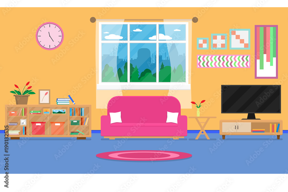 Interior living room modern cozy and luxury style with furniture in house.vector and illustration Interior living room modern cozy and luxury style with furniture in house.vector and illustration