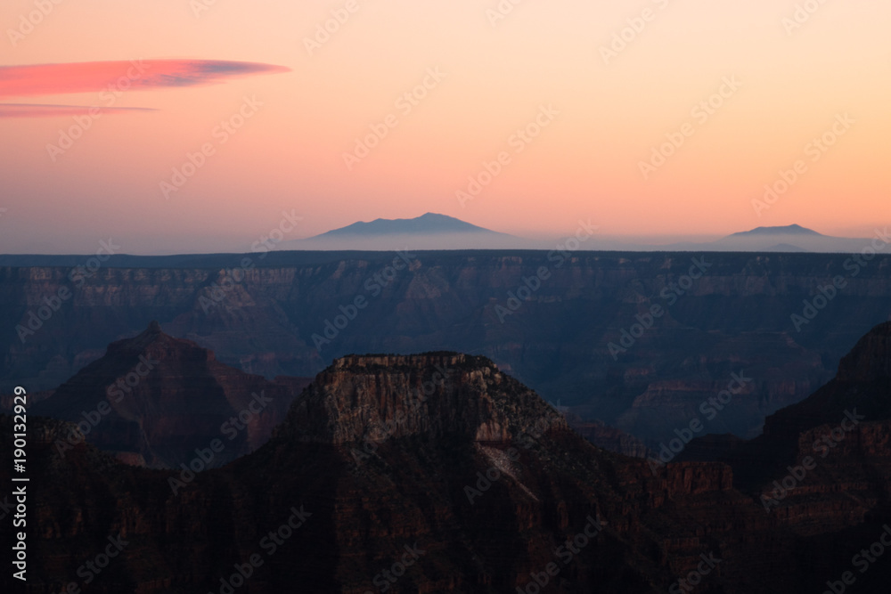 Sunset from the North Rim of the Grand Canyon in Arizona. 