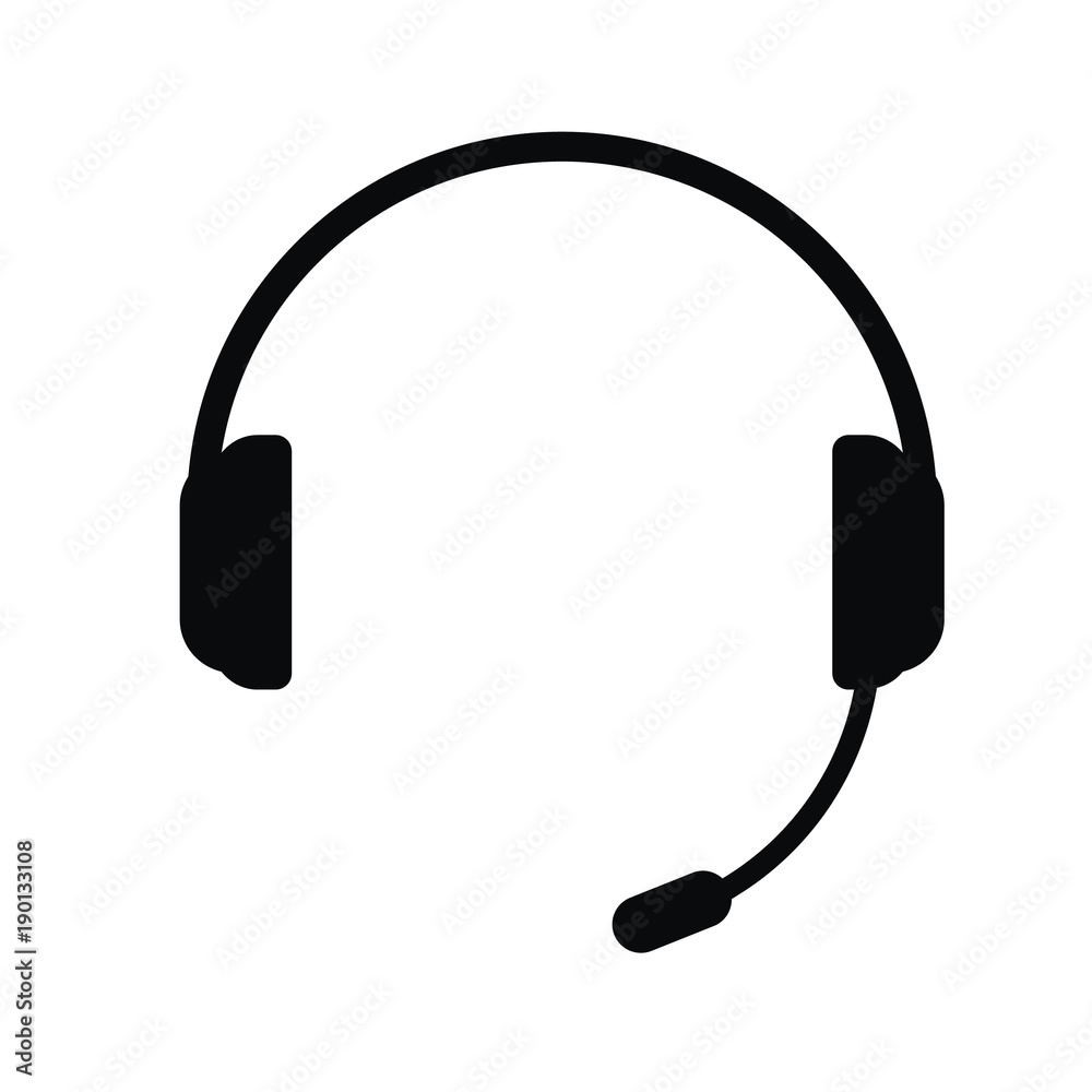Headphones with a microphone, vector icon. Headphones with a microphone, vector icon.