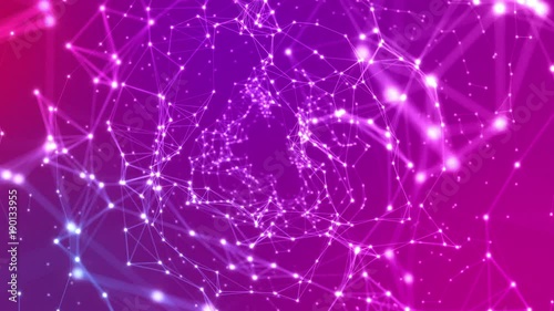 Wallpaper Mural Flying through Network of Light Particles or Flares or Stars Connected with Glowing Lines in Colorful Space or Universe | Seamless Looping Animated Motion Background Violet Purple Pink Torontodigital.ca