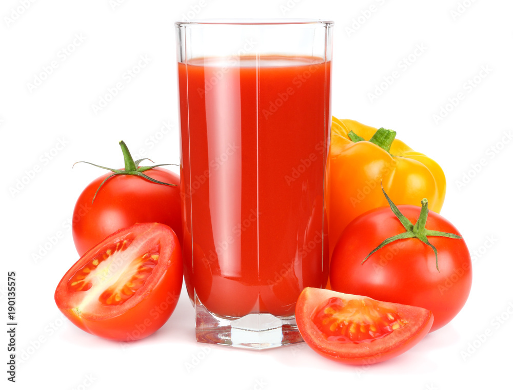 tomato juice isolated on white background. juice in glass tomato juice isolated on white background. juice in glass