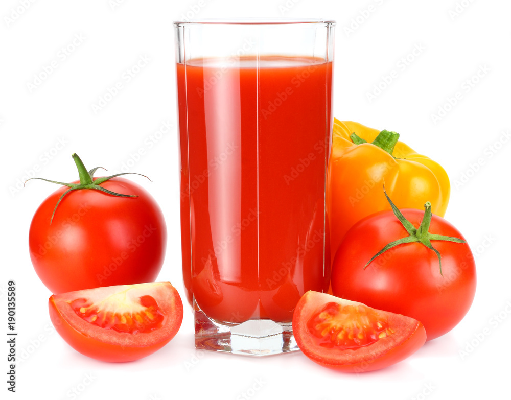 tomato juice isolated on white background. juice in glass tomato juice isolated on white background. juice in glass